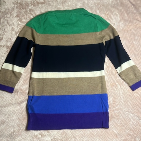 Gorgeous J.Crew 100% Merino Wool 3/4 length sleeve striped crew neck sweater - Picture 8 of 8